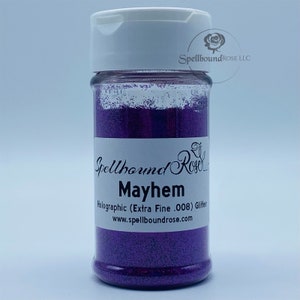 Dark Purple Holographic Extra-Fine Glitter (.008), Purple Holographic Extra Fine,  &quot;Mayhem&quot;, Solvent Resistant Glitter, 2oz by weight
