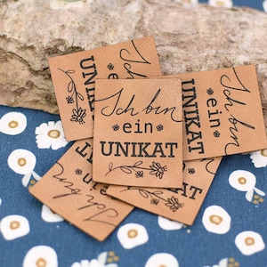Label Aufnäher Kunstleder Ich bin ein Unikat