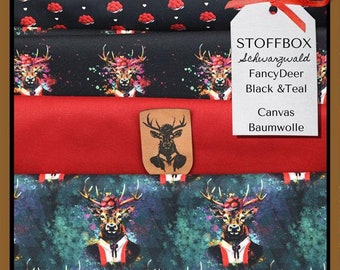 31,00 EUR/Stk. Stoffbox Schwarzwald Fancy Deer Black und Teal