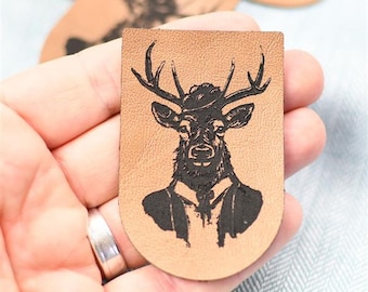 2,00 EUR/Stk. Label Aufnäher Kunstleder Fancy Deer