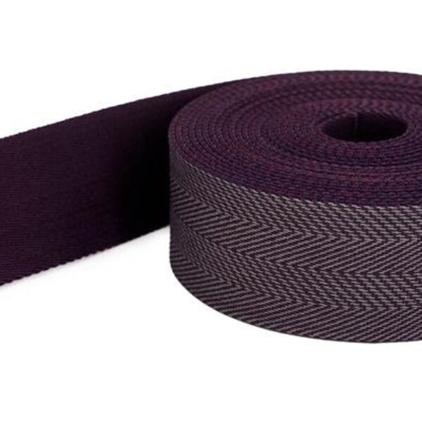 2,70 EUR/m Gurtband 40mm Beat Fischgrät Aubergine