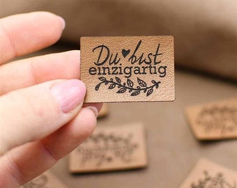 Label Aufnäher Kunstleder Piep
