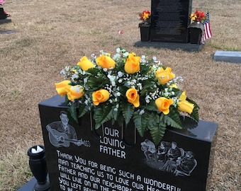 Headstone saddle cemetery flowers saddle grave decoration flowers headstone flowers for grave Spring grave flowers memorial arrangement