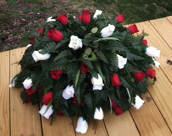 Cemetery Flowers, Memorial Flowers, Grave Flowers, Headstone Flowers, Cemetery Saddle Headstone Saddle Grave Decoration Cemetery Arrangement