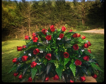 Headstone Saddle, Deluxe Cemetery Flowers, Grave Decorations, Cemetery Saddle, Headstone Flowers, Grave Flowers, Cemetery Arrangement, Saddl