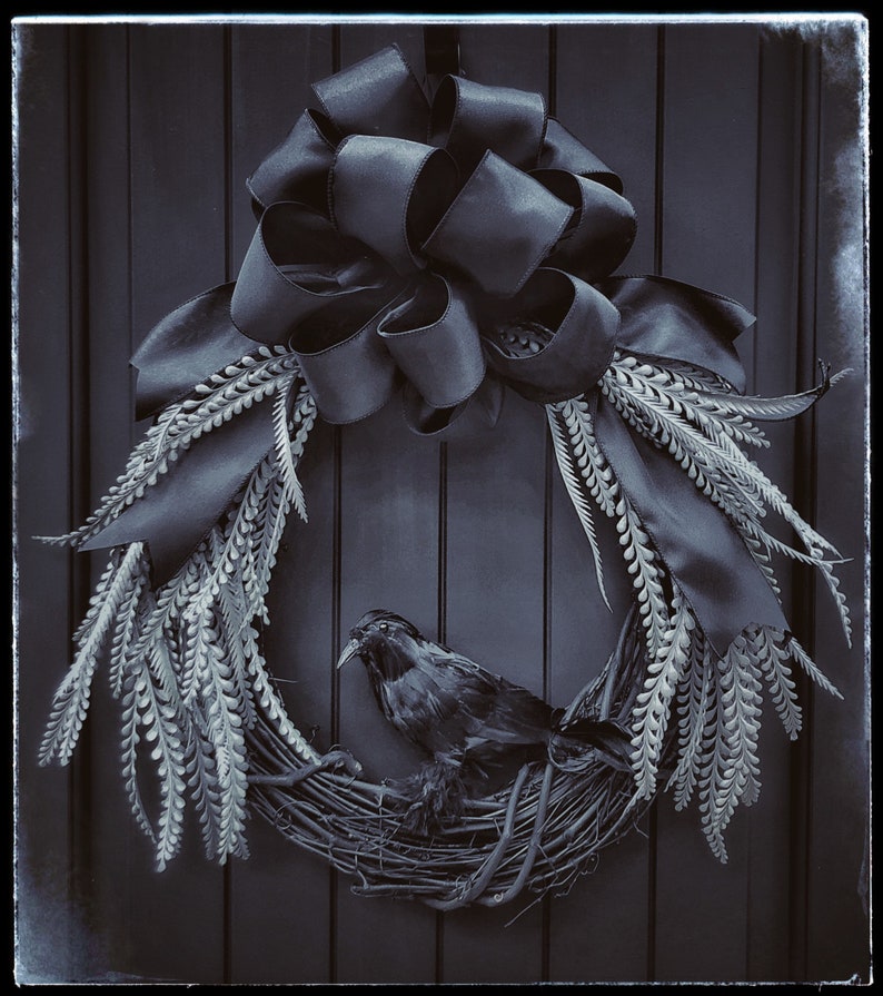 Halloween Wreath, Gothic Home Decor, Wall Decoration, Black Home Decor, Halloween Door Decoration, Goth, Porch Decor, Raven image 8