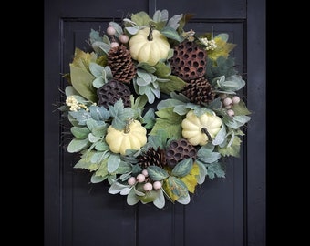 Front door wreath for Fall, Pumpkin Wreaths, Thanksgiving door Decor, Fall Decor, Farmhouse wreath, Gift Ideas, Housewarming Gifts