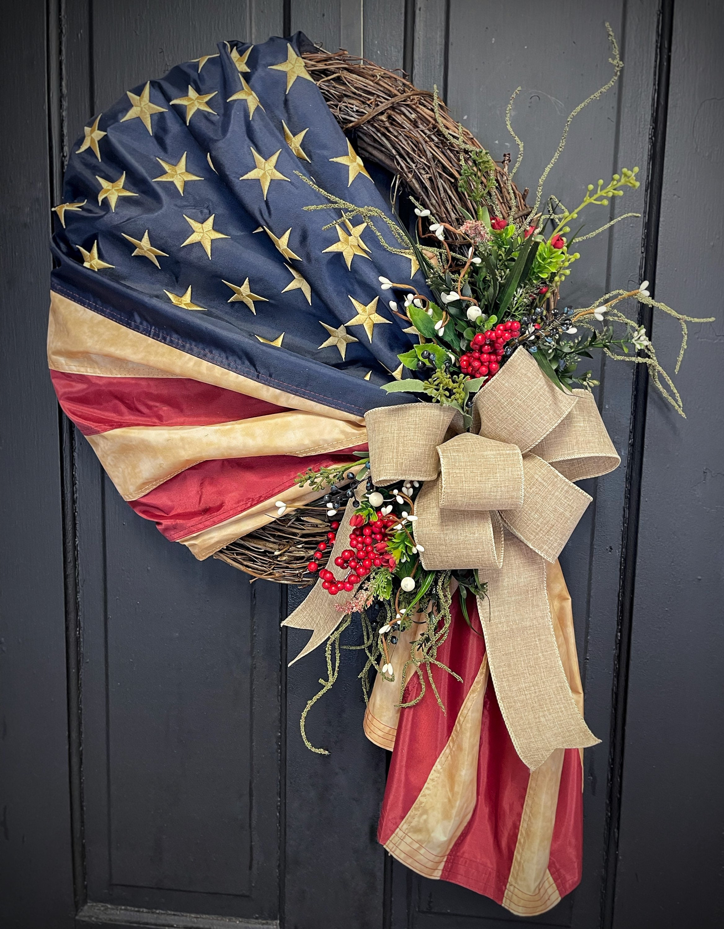 Flag Wreath Patriotic Home Decor Wreaths for Front Door Etsy