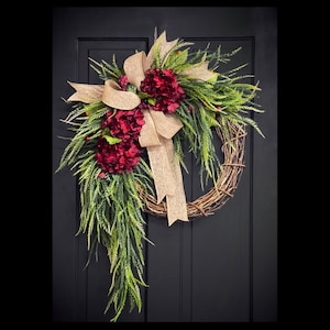NEW Christmas Wreath, Hydrangea Wreath, Front Door Wreaths, Farmhouse Decor, Housewarming Gift, Unique, Home Decor