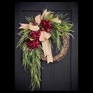 Year Round Wreath, Everyday Wreaths, Hydrangea Wreath, Front Door Wreaths, Farmhouse Decor, Housewarming Gift, Unique, Home Decor