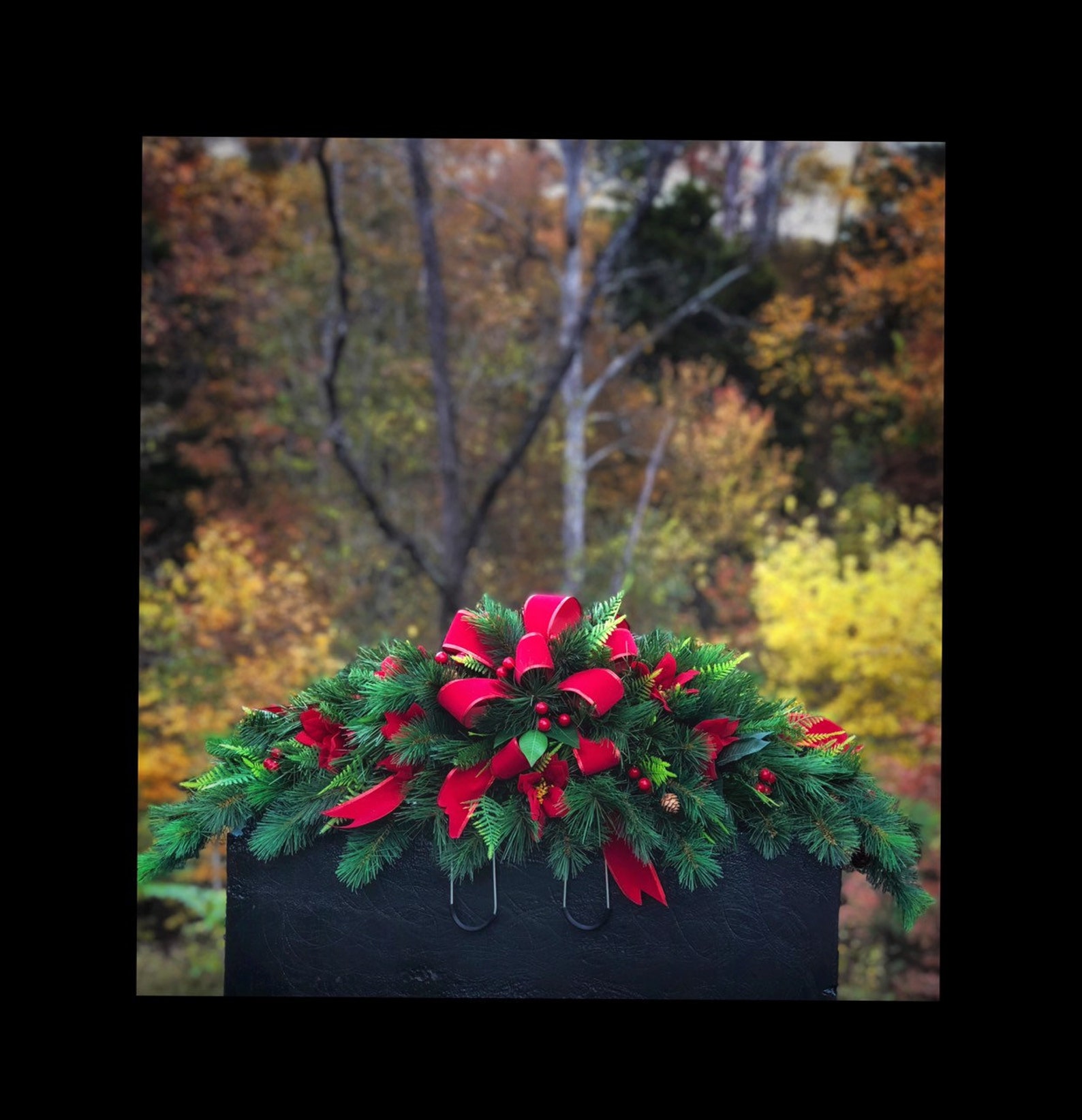 Christmas Cemetery Flowers Winter Grave Decoration Headstone Etsy