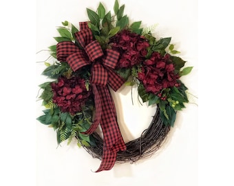 Winter Wreath, Front Door Wreaths, Hydrangea Wreath, Grapevine Wreath, Door Wreaths, Housewarming Gift, For Mom, For Birthday, Holiday Decor