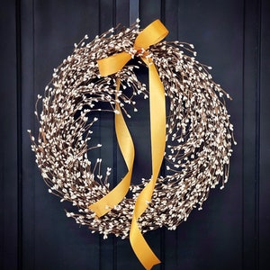Cream berry wreath, Fall wreaths, Front door decor, Autumn wreath, Pip berry