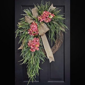 Year Round Wreath, Everyday Wreaths, Hydrangea Wreath, Front Door Wreaths, Farmhouse Decor, Housewarming Gift, Unique, Home Decor