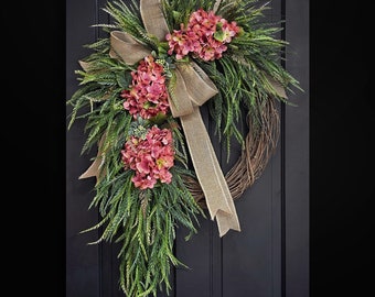 Spring Wreath, Entry Door, Everyday Wreaths, Hydrangea Wreath, Front Door Wreaths, Farmhouse Decor, Housewarming Gift, Unique, Home Decor