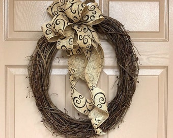 Front Door Wreath, Grapevine Wreaths, Year round Wreath, DIY, Spring, Summer, Fall, Gift Ideas, Wreath Bow, Fixer Upper, Wreathes