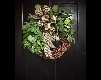 Front Door Year Round Wreath, Everyday Wreaths, Greenery Wreaths, Housewarming Gift, Gift Ideas