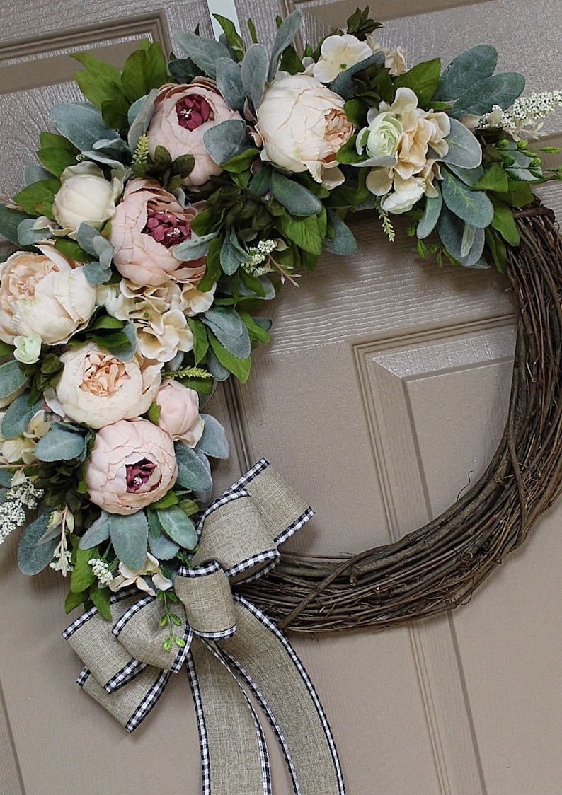 Front Door Wreaths Spring Wreath Summer Wreaths Peony | Etsy