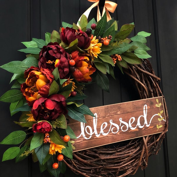 Autumn Wreath for Front Door, Autumn Wreaths, Fall, Wreathes, Etsy Wreath, Wreaths, Fall Door Wreath