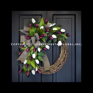 Wreaths for front door, Tulip Wreath, Spring Wreath for front door, everyday wreaths for front door, Spring Wreaths, front door decor