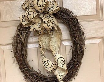 Front Door Wreath, Grapevine Wreaths, Year round Wreath, DIY, Spring, Summer, Fall, Gift Ideas, Wreath Bow, Fixer Upper, Wreathes