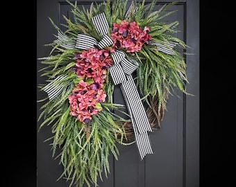 Year Round Wreath, Everyday Wreaths, Hydrangea Wreath, Front Door Wreaths, Farmhouse Decor, Housewarming Gift, Unique, Home Decor