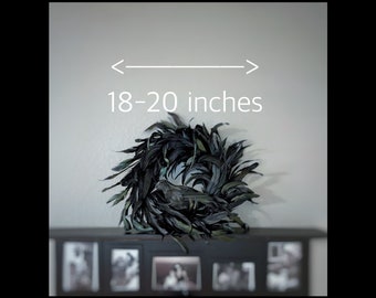 Halloween Decoration, Party Decor, Feather Wreath,  Mantle Decor, Kitchen Decor, Door Hanger,