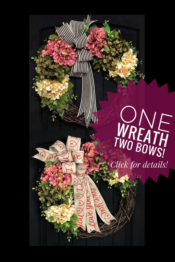 Wreaths For Front Door Valentine Wreath Spring Wreath Valentines Day Year Round Wreath Gift Ideas Wreaths With Bows Grapevine Wreaths