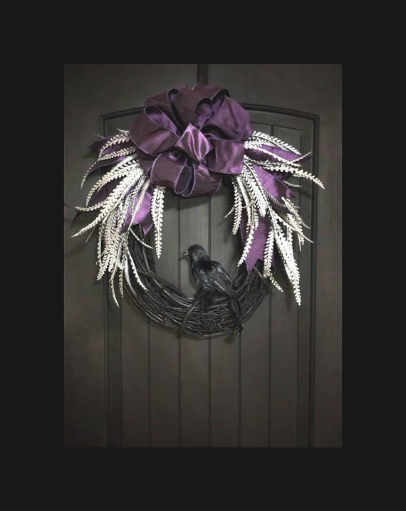 Halloween Wreath, Gothic Home Decor, Wall Decoration, Black Home Decor, Halloween Door Decoration, Goth, Porch Decor, Raven