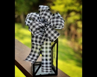 Lantern Bow, Farmhouse Decor, Buffalo Check, Wreath Bow, Country, Rustic, Lantern Swag Bow, Gift Ideas