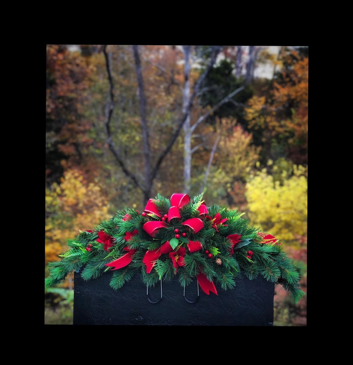 Christmas Cemetery Flowers Winter Grave Decoration Headstone Etsy