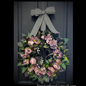 Front Door Wreaths, Spring Wreath, Peony Wreaths, Grapevine Wreath, Country, Shabby Chic, Home Decor, Housewarming Gifts, For Her image 1