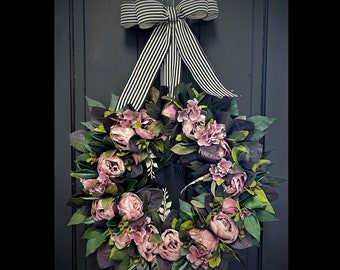 Front Door Wreaths, Spring Wreath, Peony Wreaths, Grapevine Wreath, Country, Shabby Chic, Home Decor, Housewarming Gifts, For Her