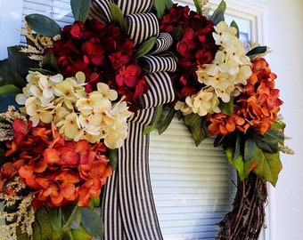 Autumn Wreath for Front Door, Hydrangea Wreaths, Autumn Wreaths, Etsy Wreath, Wreaths on Etsy, Wreaths, Fall