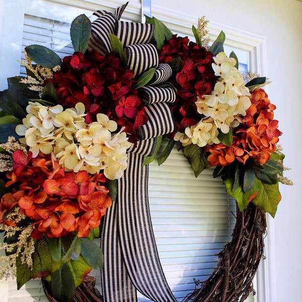 Autumn Wreath for Front Door, Hydrangea Wreaths, Autumn Wreaths, Etsy Wreath, Wreaths on Etsy, Wreaths, Fall