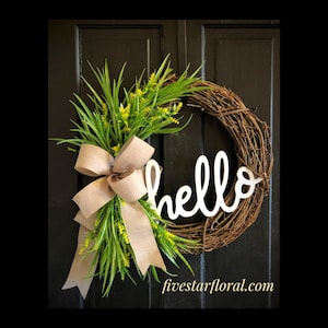 Year Round Wreath, Front Door Wreaths, Spring Wreath, Summer Wreath, Farmhouse Style, Home Decor, Hello Wreath, Wreaths