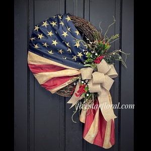 Fourth of July Wreath, Flag Wreath, Independence Day Wreath, Patriotic Wreaths, Red, White, Blue