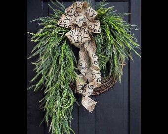 Spring Wreaths, Front Door Wreath, Farmhouse Wreath, Greenery, Country, Minimalist Housewarming Gift, New Home, Easter, Mothers Day, Gifts