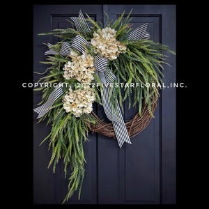 Year Round Wreath, Everyday Wreaths, Hydrangea Wreath, Front Door Wreaths, Farmhouse Decor, Housewarming Gift, Unique, Home Decor