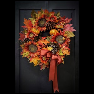 Autumn Wreath for Front Door, Fall Door Wreaths, Fall Decor, Home Decor, Housewarming Gift, Gifts, for her