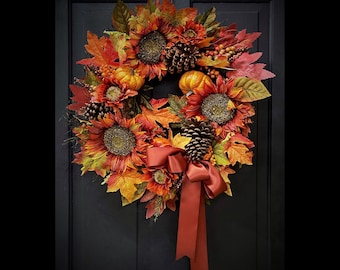 Autumn Wreath for Front Door, Fall Door Wreaths, Fall Decor, Home Decor, Housewarming Gift, Gifts, for her