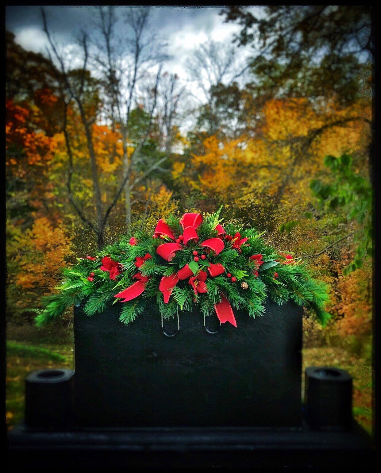 Christmas Cemetery Flowers Winter Grave Decoration Headstone  Etsy