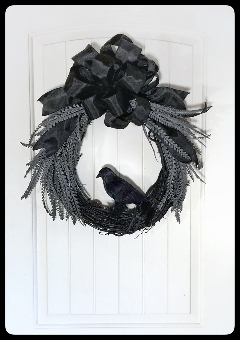 Halloween Wreath, Gothic Home Decor, Wall Decoration, Black Home Decor, Halloween Door Decoration, Goth, Porch Decor, Raven image 4