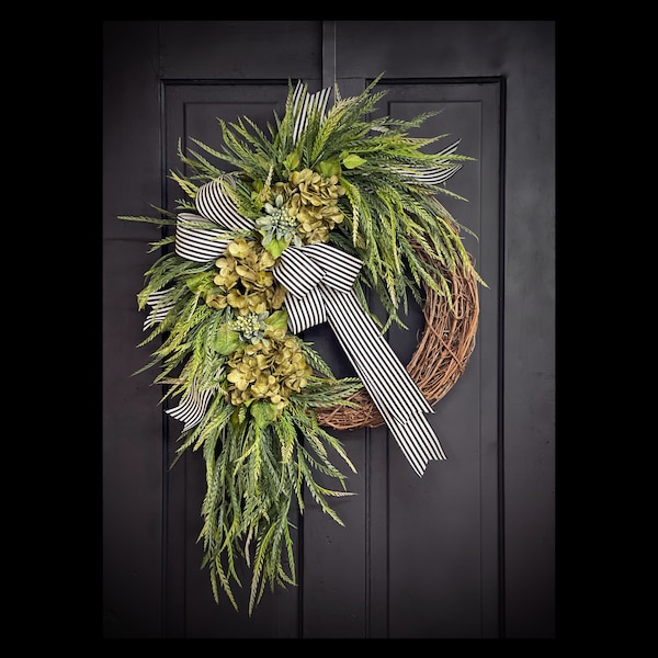 Year Round Wreath, Everyday Wreaths, Hydrangea Wreath, Front Door Wreaths, Farmhouse Decor, Housewarming Gift, Unique, Home Decor
