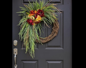 Fall Wreath, Autumn Wreaths, Everyday Wreaths, Hydrangea Wreath, Front Door Wreaths, Farmhouse Decor, Housewarming Gift, Unique, Home Decor