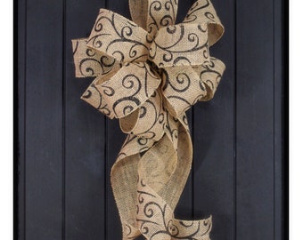 Wreath Bow, Rustic Decor, Rustic Wedding, Burlap Bow, Country Decor, for Wreaths, Home Decor, Farmhouse, Bows, Home Decor, Spring