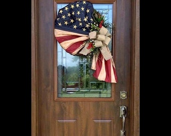 Flag Wreath, Patriotic Home Decor, Wreaths, for Front Door, Fourth of July, Independence Day, Gift Ideas, for Him, for Her