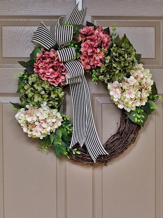 Spring Front Door Wreaths Farmhouse Wreath Hydrangea Wreath Etsy