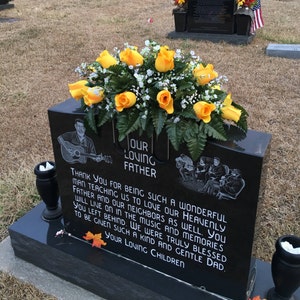 Grave Decoration, Headstone Saddle, Cemetery Flower, for Spring, Flower Arrangement for Grave,  Memorial, For Dad, for Mom, Yellow Roses