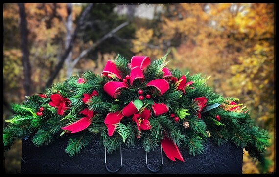 Winter Memorial Flowers Cemetery Saddle Headstone Flowers Etsy